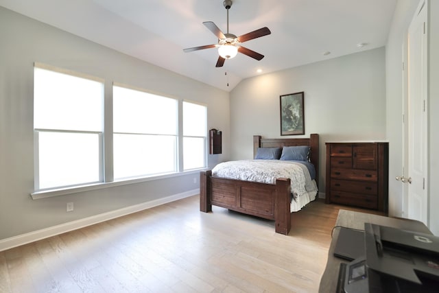 511 Oakvale Ln, Mount Juliet, TN 37122 - bedroom with light wood-style floors, lofted ceiling, and a ceiling fan