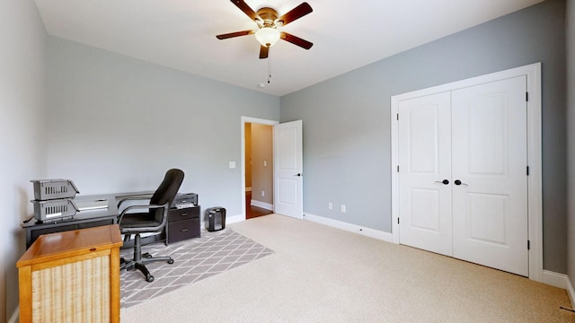 1007 Via Francesco Way, Spring Hill, TN 37174 - carpeted home office featuring a ceiling fan and baseboards