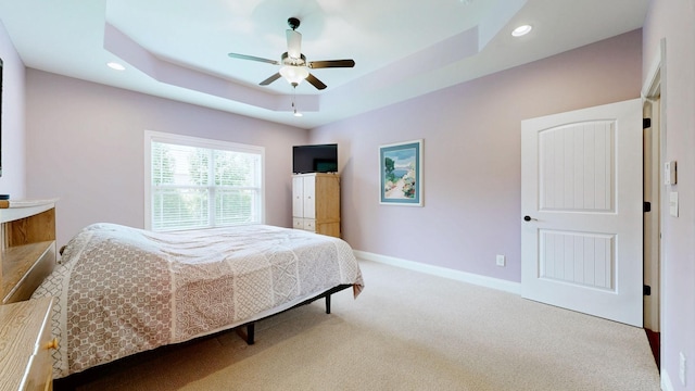1007 Via Francesco Way, Spring Hill, TN 37174 - bedroom featuring carpet flooring, recessed lighting, a ceiling fan, and a raised ceiling