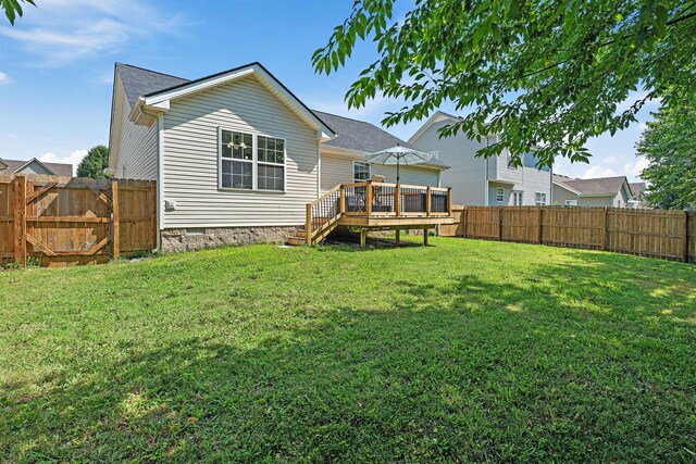 508 Oakmont Dr, Clarksville, TN 37042 - rear view of house with a fenced backyard, a deck, and crawl space