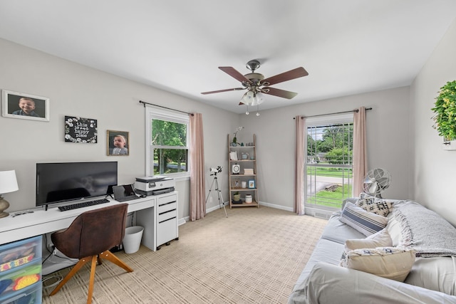 1400 Manor Rd, Columbia, TN 38401 - office featuring healthy amount of natural light, a ceiling fan, and light carpet