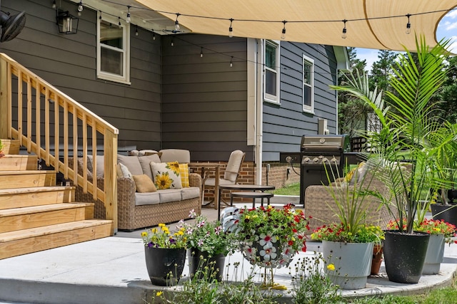 1400 Manor Rd, Columbia, TN 38401 - view of patio featuring outdoor lounge area, a grill, and stairway