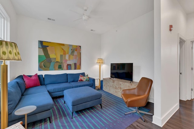 1320 5th Ave N Unit 4, Nashville, TN 37208 - living room with wood finished floors and a ceiling fan