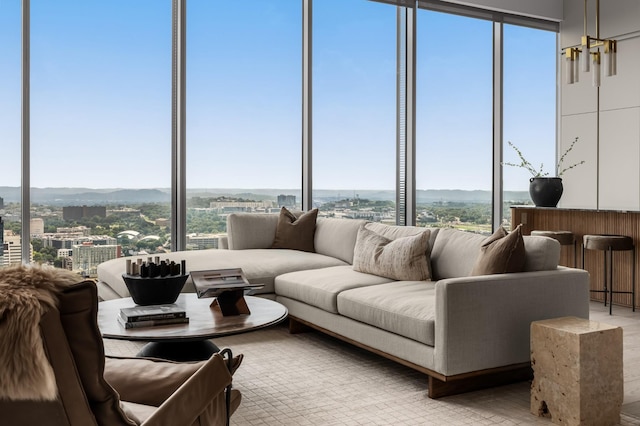 1616 W End Ave Unit 3304, Nashville, TN 37203 - living room featuring plenty of natural light, a mountain view, and a city view