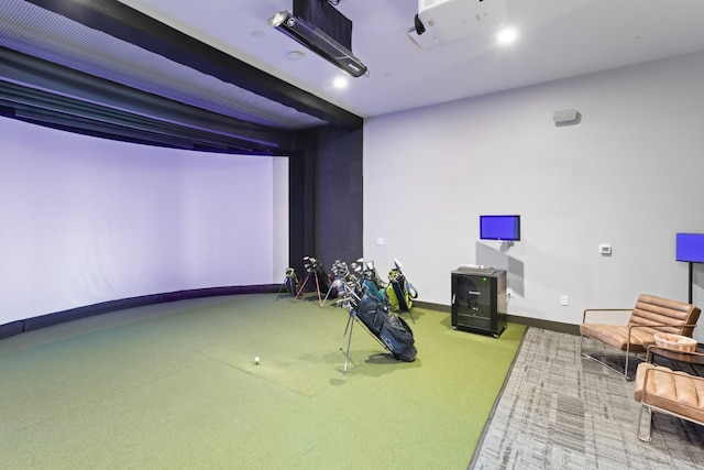 1616 W End Ave Unit 3304, Nashville, TN 37203 - recreation room with golf simulator and carpet