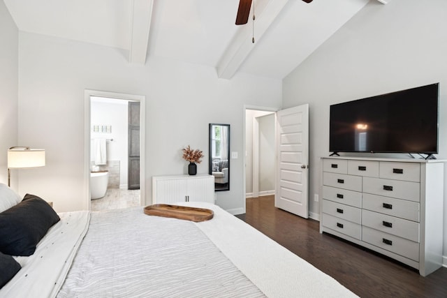 2717 Cloister Ln, Thompsons Station, TN 37179 - bedroom with dark wood-style flooring, connected bathroom, and a ceiling fan