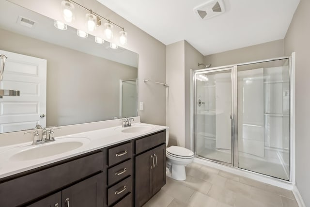 2557 Napa Valley Way, Columbia, TN 38401 - bathroom featuring a stall shower, double vanity, and tile patterned floors