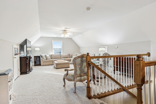 314 W 6th St, Columbia, TN 38401 - carpeted living area with a ceiling fan and vaulted ceiling