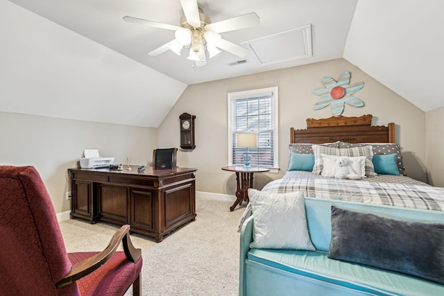 314 W 6th St, Columbia, TN 38401 - bedroom featuring lofted ceiling, light colored carpet, and ceiling fan