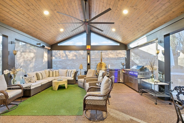 314 W 6th St, Columbia, TN 38401 - sunroom / solarium featuring carpet floors, wooden ceiling, lofted ceiling, recessed lighting, and healthy amount of natural light