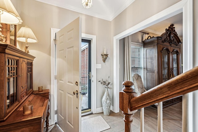 314 W 6th St, Columbia, TN 38401 - entryway with crown molding, wood finished floors, and healthy amount of natural light