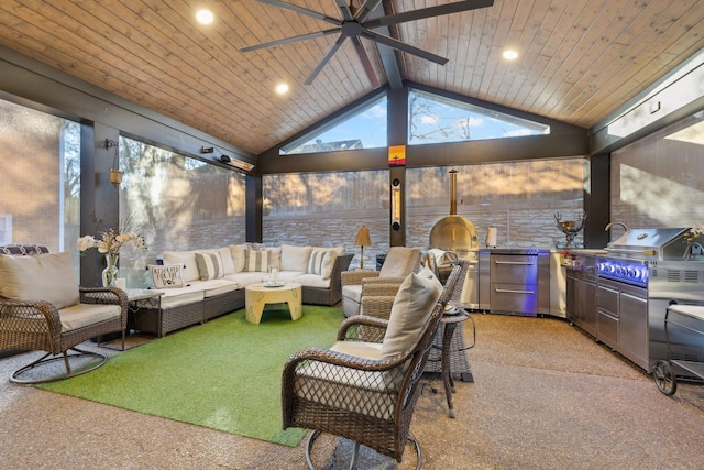 314 W 6th St, Columbia, TN 38401 - view of patio / terrace with ceiling fan, exterior kitchen, and an outdoor living space