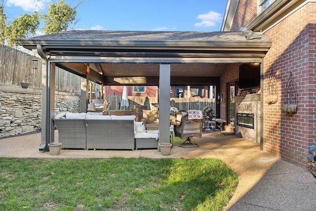 314 W 6th St, Columbia, TN 38401 - view of patio featuring an outdoor living space with a fireplace and a gazebo