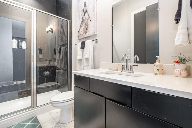2910 Felicia St Unit 1, Nashville, TN 37209 - bathroom with vanity, a stall shower, and marble finish flooring
