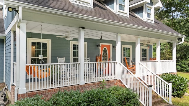4200 Happy Valley Rd, Flintstone, GA 30725 - entrance to property with a ceiling fan, a porch, and roof with shingles
