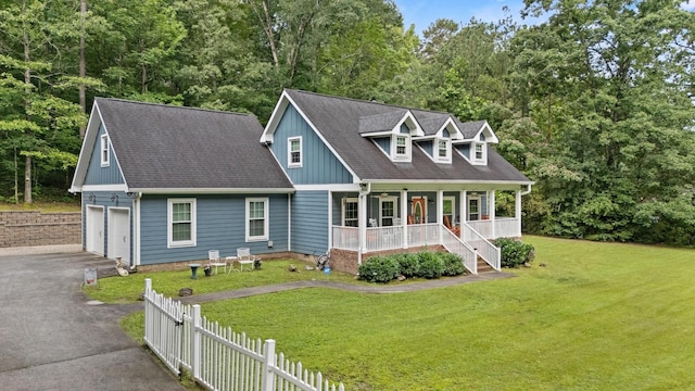 4200 Happy Valley Rd, Flintstone, GA 30725 - cape cod home featuring covered porch, driveway, a shingled roof, and board and batten siding