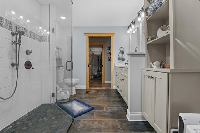 4200 Happy Valley Rd, Flintstone, GA 30725 - full bath with a shower stall, vanity, stone finish flooring, recessed lighting, and a spacious closet