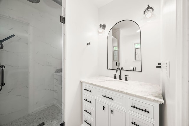 516 Delacy Dr, Fairview, TN 37062 - bathroom featuring a marble finish shower and vanity