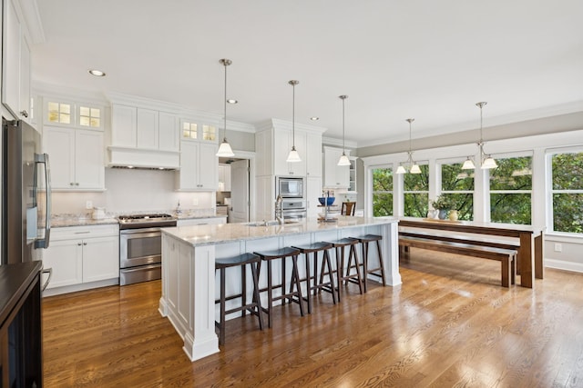 1731 Hudson Rd, Madison, TN 37115 - kitchen featuring stainless steel appliances, recessed lighting, dark wood finished floors, plenty of natural light, and white cabinetry