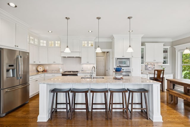 1731 Hudson Rd, Madison, TN 37115 - kitchen with stainless steel appliances, white cabinets, recessed lighting, and ornamental molding