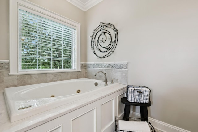 1731 Hudson Rd, Madison, TN 37115 - bathroom featuring crown molding and a whirlpool tub