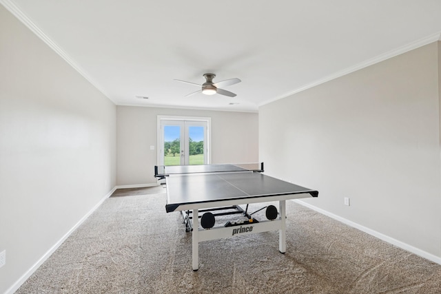 1731 Hudson Rd, Madison, TN 37115 - game room with ceiling fan, ornamental molding, and carpet