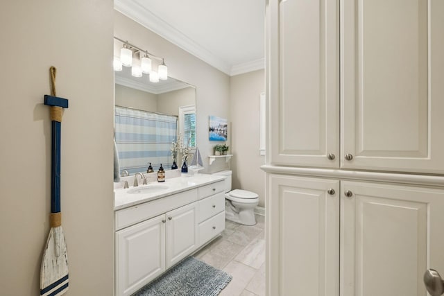 1731 Hudson Rd, Madison, TN 37115 - bathroom featuring vanity, crown molding, and a shower with shower curtain