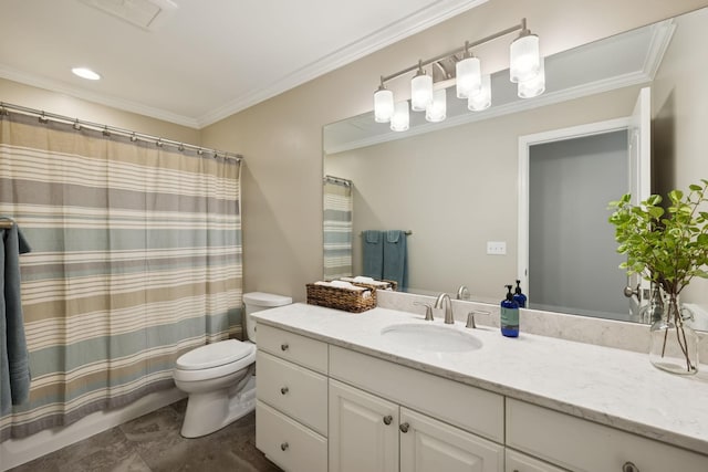 1731 Hudson Rd, Madison, TN 37115 - full bathroom with vanity, ornamental molding, and a shower with shower curtain
