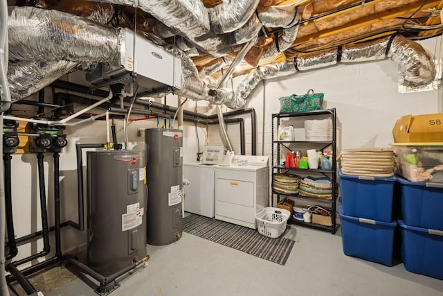 1731 Hudson Rd, Madison, TN 37115 - unfinished below grade area featuring electric water heater, washer and clothes dryer, and concrete block wall