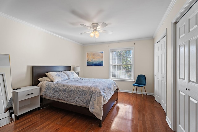 2116 Hobbs Rd Unit K2, Nashville, TN 37215 - bedroom featuring ornamental molding, dark wood finished floors, and ceiling fan