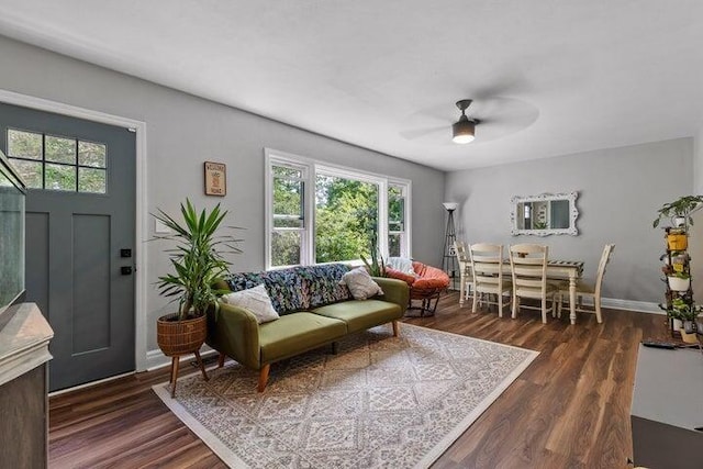 3474 Lockwood Cir, Chattanooga, TN 37415 - living area with healthy amount of natural light, ceiling fan, and dark wood-type flooring