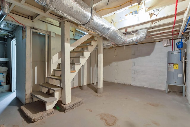 1803 Dimple Ct, Columbia, TN 38401 - unfinished basement featuring electric water heater and stairway