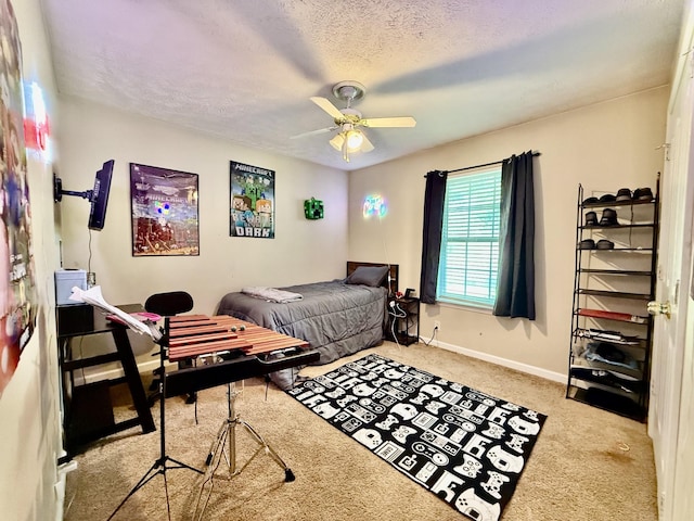 1252 Azure Way, Murfreesboro, TN 37128 - carpeted bedroom with a textured ceiling and a ceiling fan