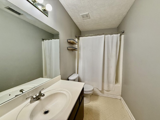 1252 Azure Way, Murfreesboro, TN 37128 - bathroom with tile patterned floors, vanity, a textured ceiling, and shower / bath combo with shower curtain