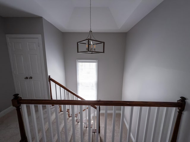 527 32nd Ave S, Nashville, TN 37212 - stairs with carpet and a chandelier