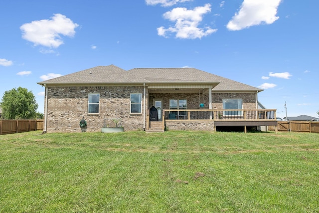 5123 Vinnie Dell Dr, Chapel Hill, TN 37034 - rear view of property with a fenced backyard, brick siding, and a wooden deck