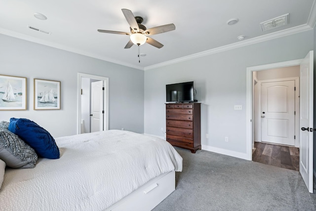 5123 Vinnie Dell Dr, Chapel Hill, TN 37034 - bedroom featuring carpet, ornamental molding, and a ceiling fan