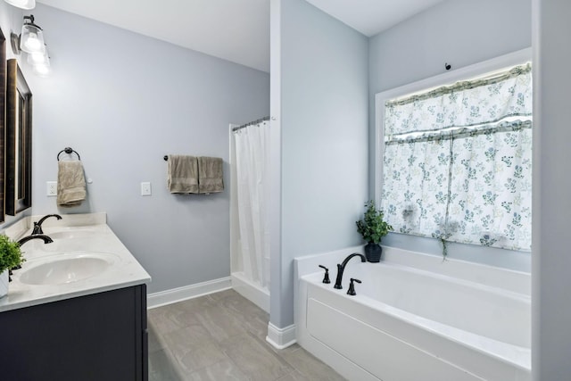 5123 Vinnie Dell Dr, Chapel Hill, TN 37034 - full bathroom with a garden tub, double vanity, and curtained shower