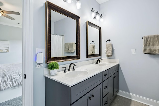 5123 Vinnie Dell Dr, Chapel Hill, TN 37034 - bathroom with double vanity and a ceiling fan