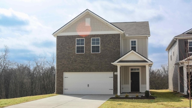 4910 Mowbray Way, Murfreesboro, TN 37129 - view of front facade with brick siding, an attached garage, driveway, and a front yard