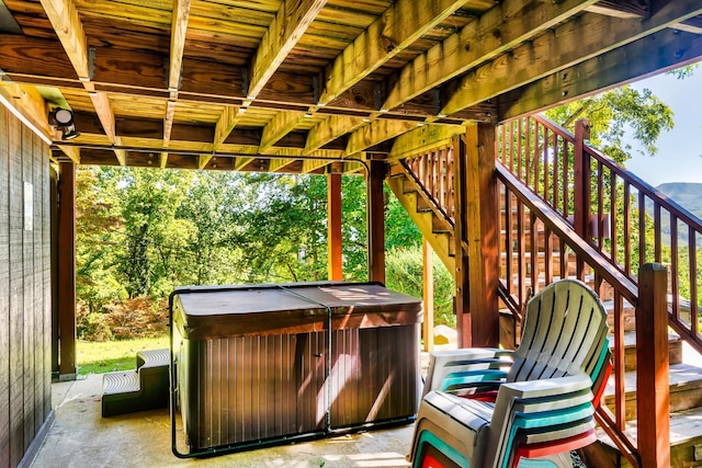 1530 Zurich Rd, Gatlinburg, TN 37738 - view of patio with a hot tub and stairway