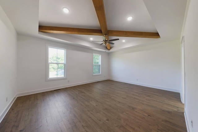 19 Peyton Pl, Columbia, TN 38401 - unfurnished room featuring beamed ceiling, dark wood finished floors, a ceiling fan, and recessed lighting