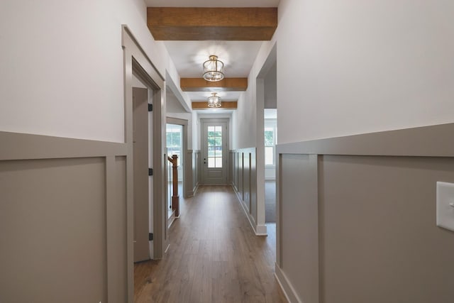 19 Peyton Pl, Columbia, TN 38401 - corridor with beamed ceiling and wood finished floors