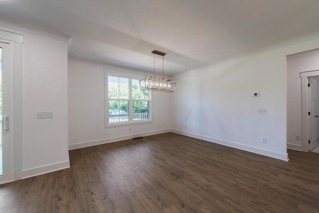 19 Peyton Pl, Columbia, TN 38401 - unfurnished room featuring a chandelier, dark wood finished floors, and crown molding