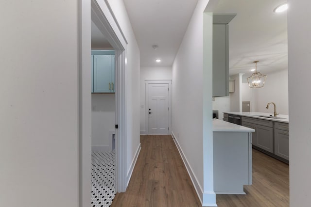 19 Peyton Pl, Columbia, TN 38401 - hallway featuring wood finished floors, recessed lighting, and a chandelier