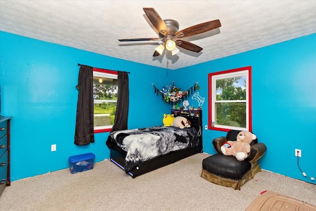 135 Campbellsville Pike, Ethridge, TN 38456 - bedroom featuring carpet flooring, a textured ceiling, and ceiling fan