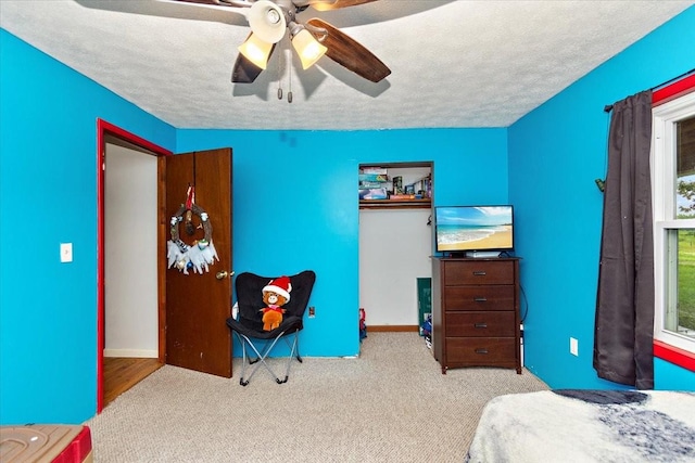 135 Campbellsville Pike, Ethridge, TN 38456 - bedroom featuring carpet flooring, a ceiling fan, and a textured ceiling