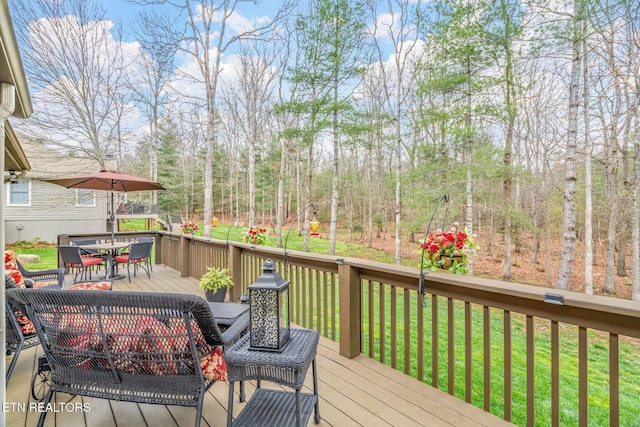 187 Forest View Dr, Crossville, TN 38558 - deck featuring outdoor dining area and a lawn
