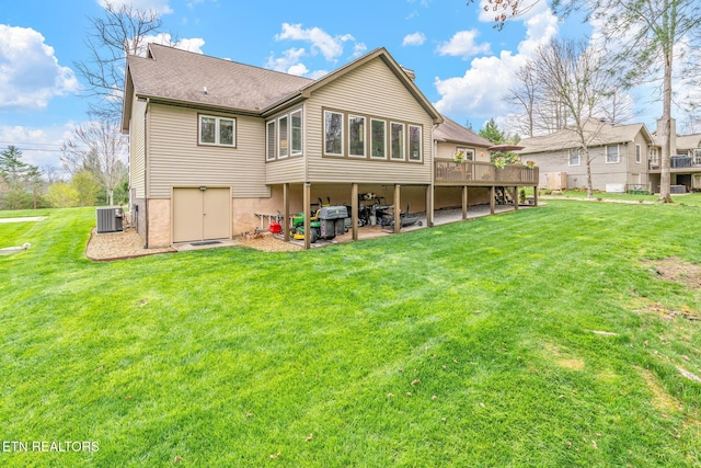 187 Forest View Dr, Crossville, TN 38558 - rear view of property with a lawn, a wooden deck, a patio area, and roof with shingles