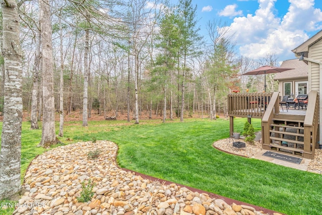 187 Forest View Dr, Crossville, TN 38558 - view of grassy yard with a wooden deck